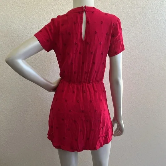 Anthropologie Ett:Twa Greenbrier Embroidered Romper in Pink Magenta